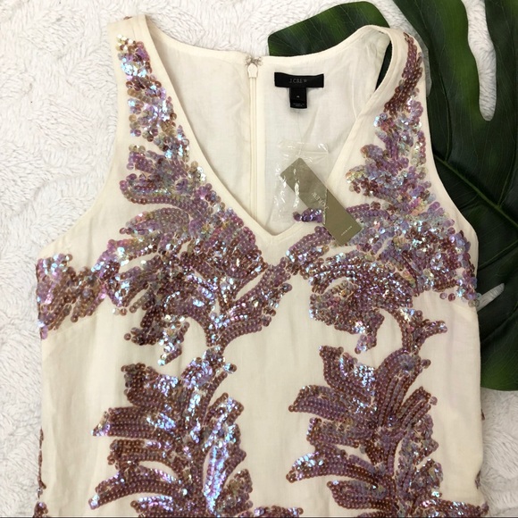 NWT J.Crew Linen Sundress Iridescent Sequin Sz 4 - Picture 4 of 7